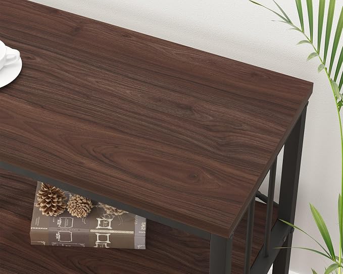 LVB Wood Console Entryway Table, Metal Wooden 3 Tier Sofa Table - Image 4