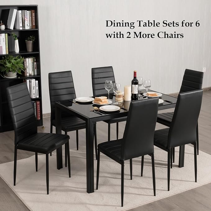 NAFORT Dining Table Set for 4, 48.5" Rectangle Tempered Glass Kitchen Room Table - Image 6