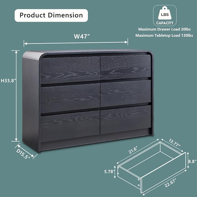 Aitjunz Modern 6 Drawers Dresser - Image 2
