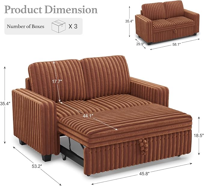 Belffin Corduroy Sectional Sleeper Sofa - Image 2