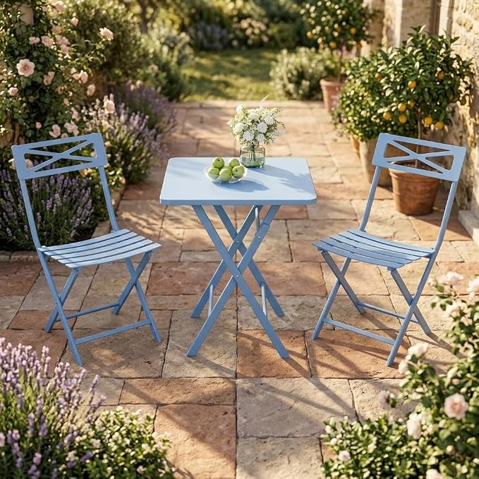 GarveeLife 3 Piece Outdoor Bistro Set, All Metal Patio Table and Chairs Set - Image 8