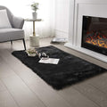 SERISSA 2x4 Fluffy Black Faux Sheepskin Shaggy Rug by SERISSAHomeDecorCollection