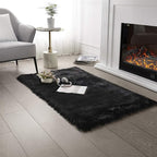 SERISSA 2x4 Fluffy Black Faux Sheepskin Shaggy Rug by SERISSAHomeDecorCollection