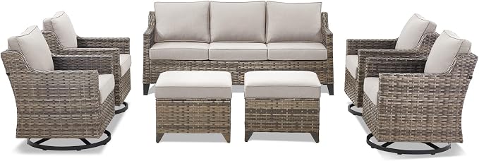 Outdoor Patio Furniture Set-7 Pieces All-Weather Wicker Outdoor Furniture - Image 9