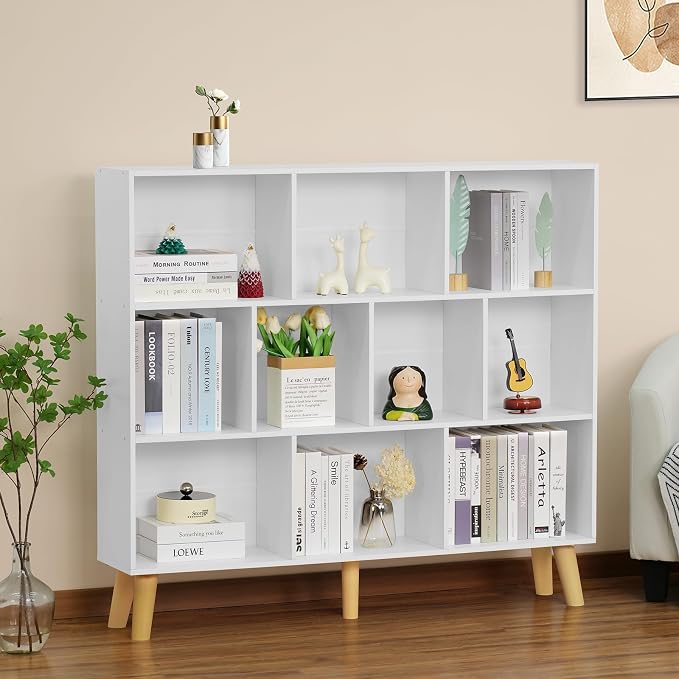 YAHARBO 10 Cube White Bookshelf, 3 Tier Book Shelf - Image 2