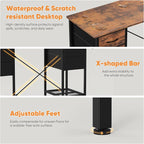 Sweetcrispy Computer Desk with Drawers, 47 Inch Home Office Bedroom Table with - Image 5