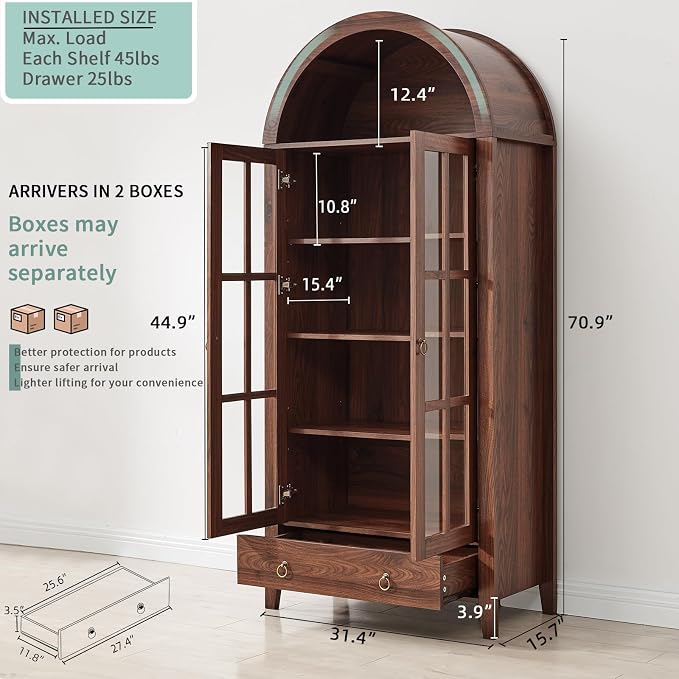 RowyPoey Farmhouse Arched Cabinet - Image 2