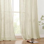 Joydeco Linen Curtains 96 inches Long 2 Panels Set, Light Filtering Curtains - Image 6