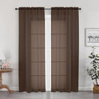 Sheer Curtains, Chocolate Sheer Curtains 78 inch Length 2 Panels Set, Rod by OWENIE