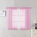 Light Pink Sheer Curtains 45 Inches Long 2 Panels, Light Filtering Sheer Pink by OVZME