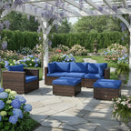 Tangkula 6 Pieces Wicker Patio Furniture Set, PE Rattan Outdoor Sectional - Image 3