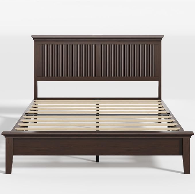 Lifezone Wood Queen Bed, Solid Wood Bed - Image 4