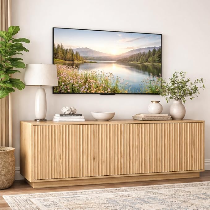 63'' Fluted TV Stand for TVs up to 75'', Modern Media Console by WelcometoCUPYUOOU