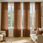 MIULEE Dark Brown Sheer Curtains 84 Inches Long 4 Panels 42 x 84 Inches | Light by MIULEE
