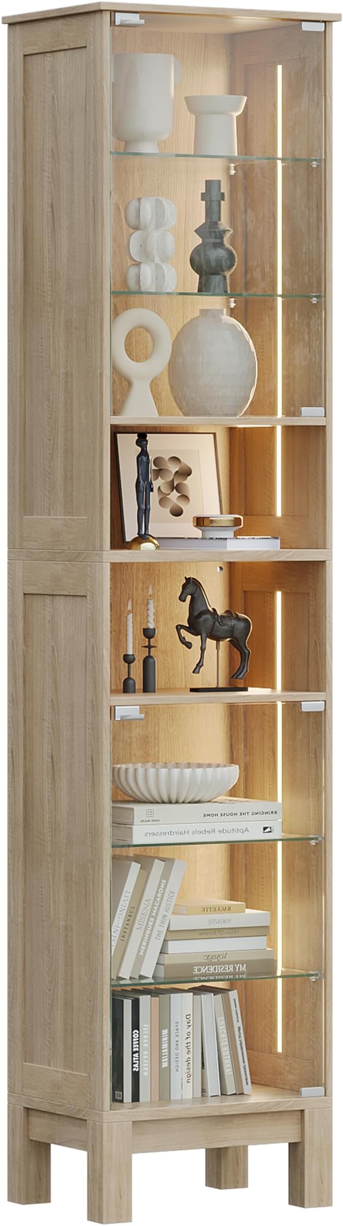 Glass Display Cabinet, 8-Tier Curio Cabinets by ZKIODV