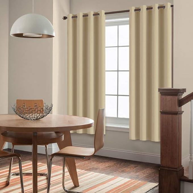 Yakamok Room Darkening Curtains 52x72 inch Length Beige-Living Room | 2 panels - Image 2