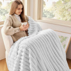 NEWCOSPLAY Fleece Ribbed Cozy Throw Blanket - Image 3