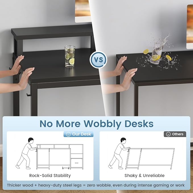 SEDETA 66" L Shaped Desk with Power Outlet, Reversible Home Office Computer - Image 7