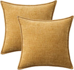 MIULEE Decorative Couch Throw Pillow Covers 16x16 Inch Gold 2 Pack | Mustard - Image 8