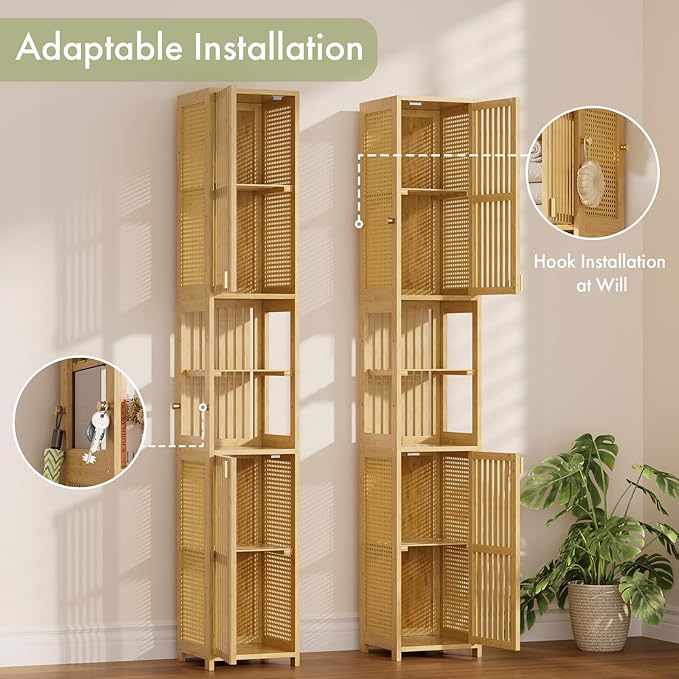 Amazer 70'' Tall Bathroom Storage Cabinet Bamboo, Narrow Storage Cabinet - Image 7
