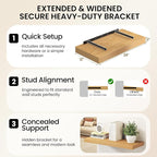 40Inch Oak Floating Shelves for Wall, 12 Inch Deep Shelves for Bedroom - Image 6