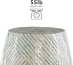 Linon Tylin Ivory and Blue Capiz Drum Accent Table - Image 7