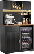 GDLF 72" Tall Bar Cabinet with Fridge Space, Fluted Coffee Liquor Hutch Cabinet - Image 9