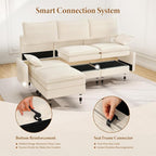 Vesgantti 108" Sectional Sleeper Sofa, 6-Seater Oversized Modular Cloud Couch - Image 5