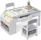 5-in-1 Kids Art Table and Chairs, Toddler Table and Chair Set, Craft Play Desk by JOCOEVOL