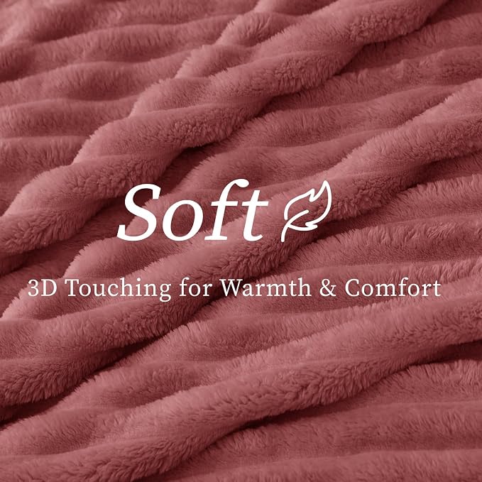 BEDELITE Ribbed Twin Blanket for Couch & Bed, Brick Dust, Warm Yet Lightweight - Image 4