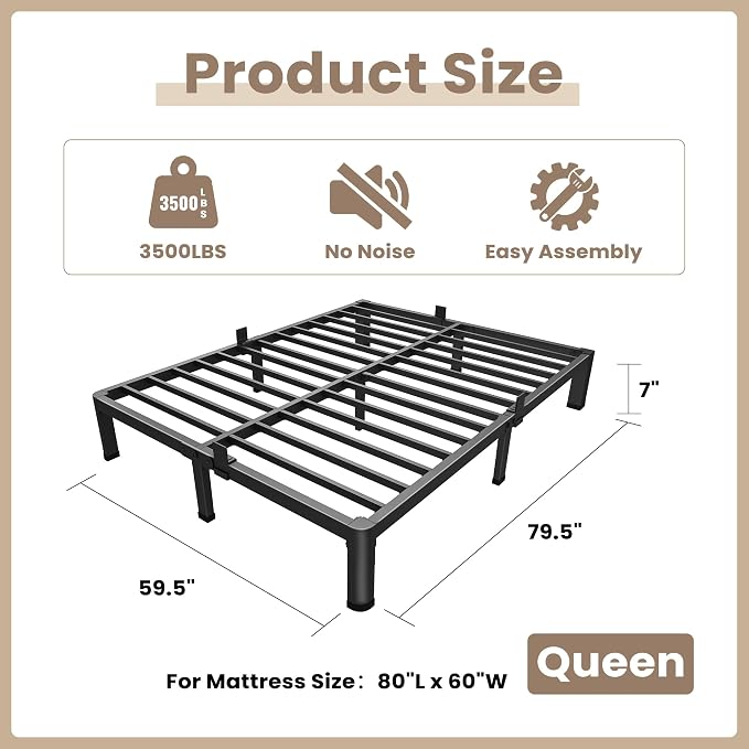 ROIL 7 inch Metal Queen Bed Frame - Image 2