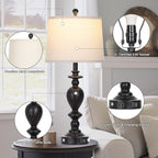 Cinkeda 28" Black Farmhouse Table Lamps Set of 2 - Image 7