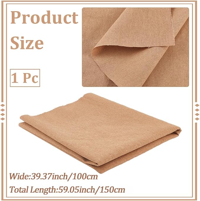 59 Inch Khaki Canvas Upholstery Fabric Linen Liner Fiber by The Yard Blend - Image 2