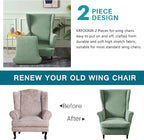 KRFOONN Stretch Wing Chair Slipcovers Jacquard 2 Piece Wingback Chair Covers - Image 4