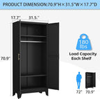 erosoei 71 "Metal Armoire Wardrobe Closet, Steel Clothing Storage Cabinet - Image 2