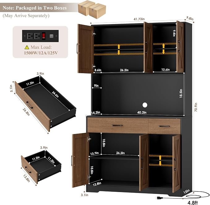 HOSTACK 71" Pantry Cabinet - Image 3