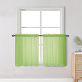 Short Lime Sheer Curtains 30 Inch Length 2 Panels Set, Kitchen Curtains Tiers by OWENIE