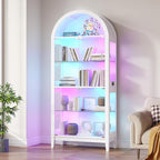 HNEBC Arched Display Case with RGB Lights, LED Curio Cabinet with Shelf - Image 10
