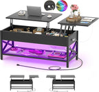 Aheaplus Black Lift-Top Coffee Table by Aheaplus