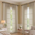 Taupe Sheer Curtains 63 Inches Long 2 Panels Set, Light Filtering Sheer Curtains - Image 7
