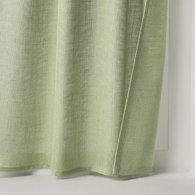 MIULEE Sage Green Kitchen Curtain 30 Inches Length 2 Panels Farmhouse | - Image 7