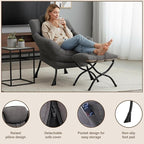 Welnow Lazy Chair with Ottoman, Modern Accent Chair with Armrests and a Side - Image 4