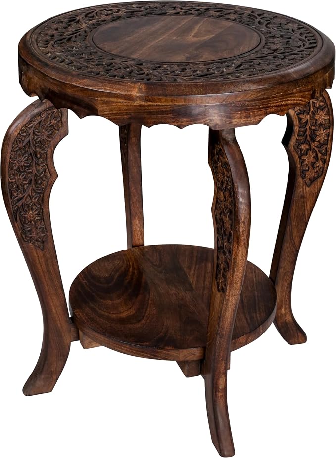 Farmhouse Round Accent End Table, Rustic Side Table Nightstands by TheWoodenTown