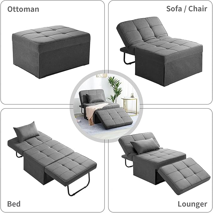 BIGSYY Sofa Bed, Modern Convertible Chair Adjustable Backrest Sleeper Couch Bed - Image 3