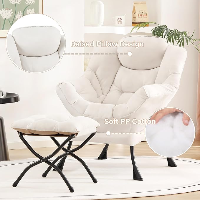 Tiita Lazy Chair with Ottoman, Comfy Leisure Sofa Armchair with Ottoman - Image 4