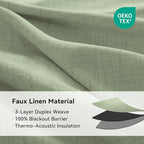 100% Blackout Linen Textured Curtains 72 Inch Long, Sage Green | 100% Blackout - Image 5