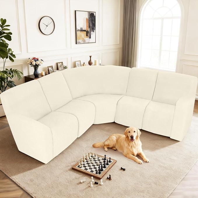 ALIECOM 100% Waterproof Recliner Sectional Couch Covers L Shape Stretch Corner - Image 2