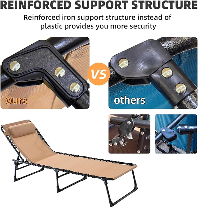 Folding Chaise Lounge Chair Bed - Image 8