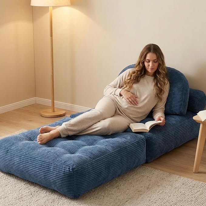 Convertible Corduroy Floor Sofa, 3-in-1 Folding Lazy Sofa Bed - Image 7