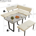 HIPIHOM 3-Piece Corner Dining Table Set - Image 3